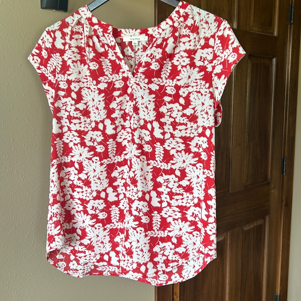 Adorable red floral print blouse from fun 2 fun